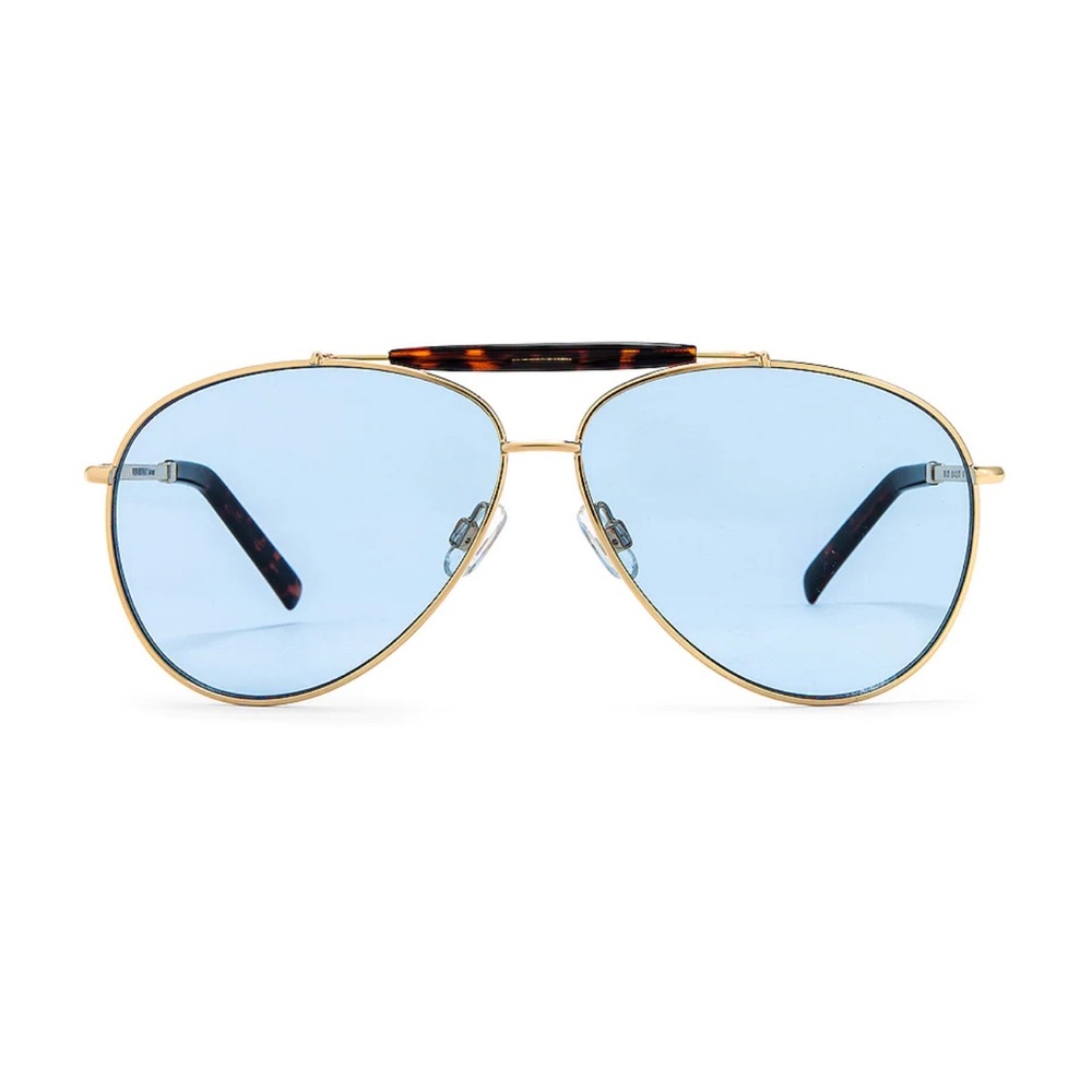BRAND NEW: WeWoreWhat The City Sunglasses in Gold Metal & Blue